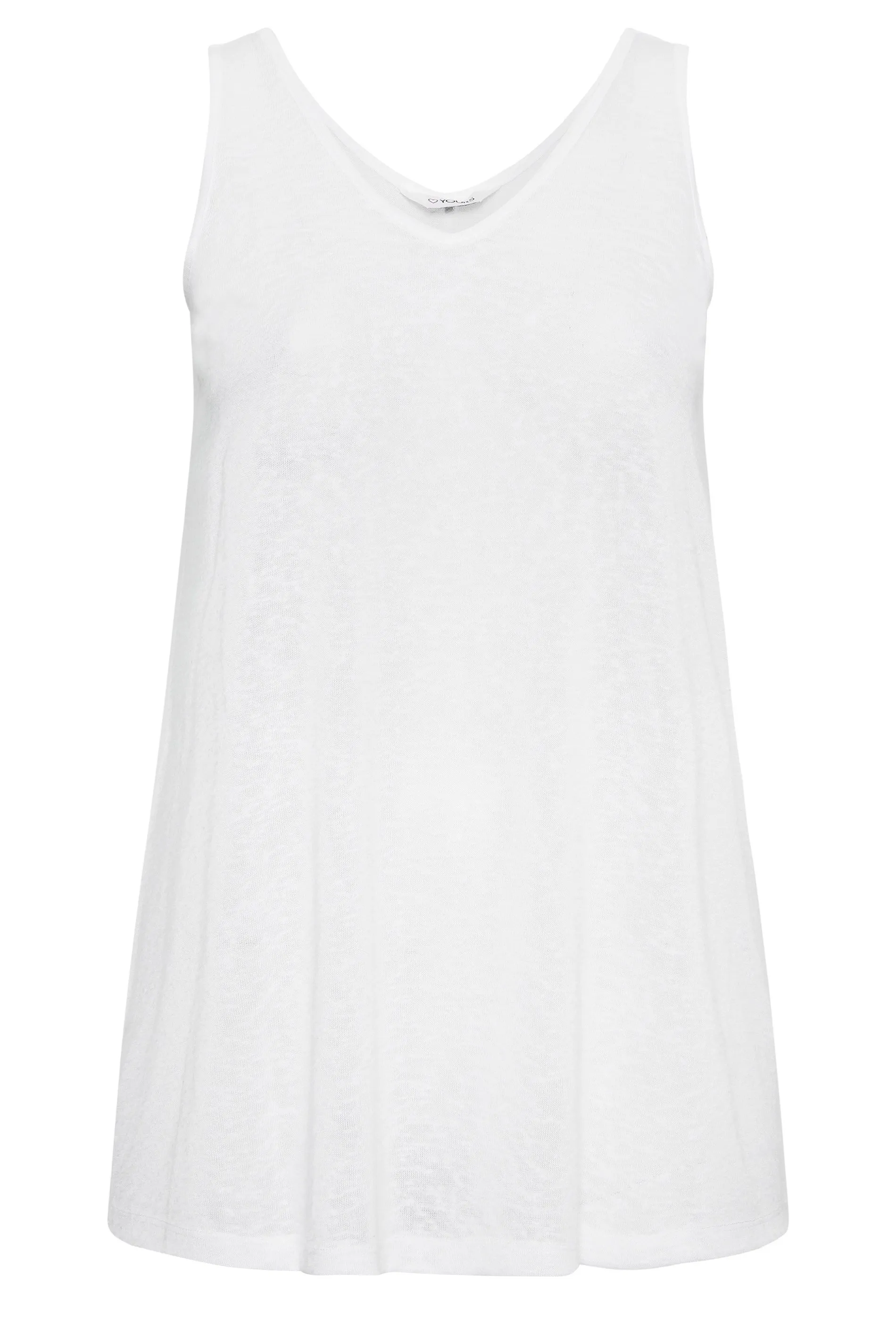 YOURS Curve White Linen Look Vest Top