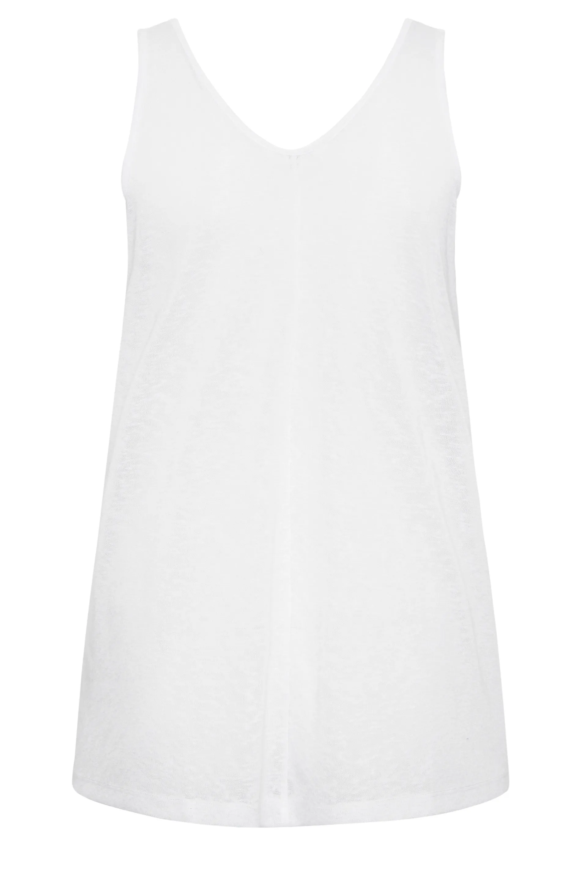 YOURS Curve White Linen Look Vest Top