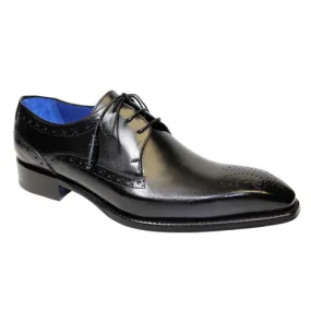 ‭Emilio Franco Giacamo Black Calfskin leather Derby Oxfords for Men